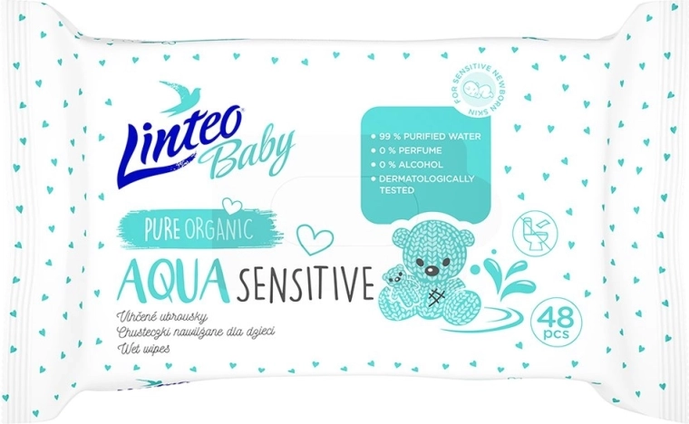 Linteo baby aqua sensitive dziecięce chusteczki nawilżane 48 szt.