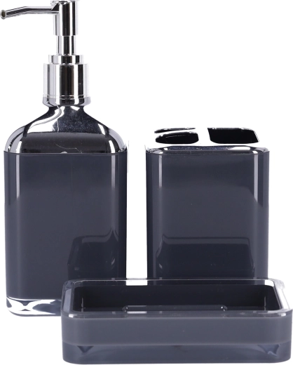 Zestaw akcesoriów łazienkowych 3 sztuki BERRETTI, antracyt + chrom