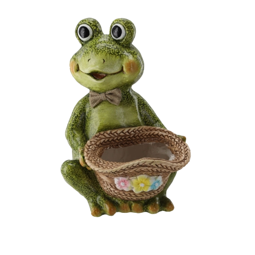 Ozdobna doniczka ogrodowa żaba z kapeluszem
