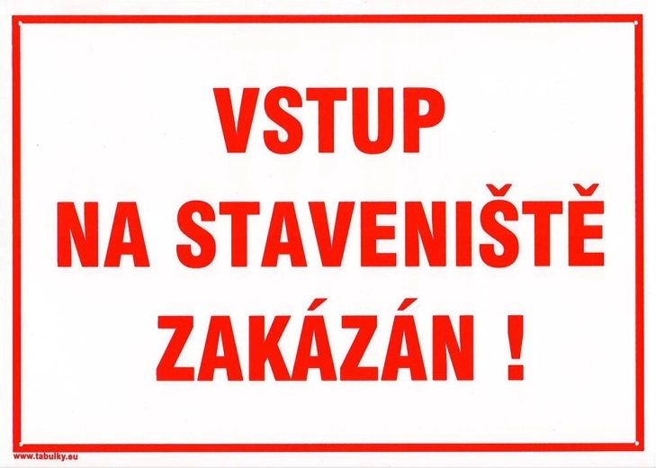 Tabliczka bezpieczeństwa – zakaz wstępu na plac budowy, A4 plastik 210 × 297 mm