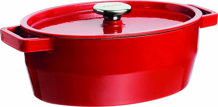 Żeliwny garnek z pokrywką Pyrex 4 l, 29 × 21 cm, czerwony