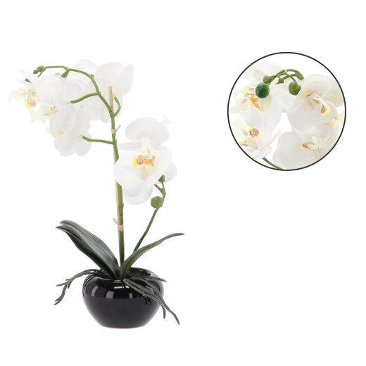 Sztuczny kwiat orchidea biała 30 cm