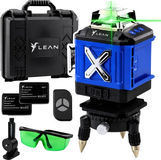 4D laser krzyżowy z 16 zielonymi liniami i walizką