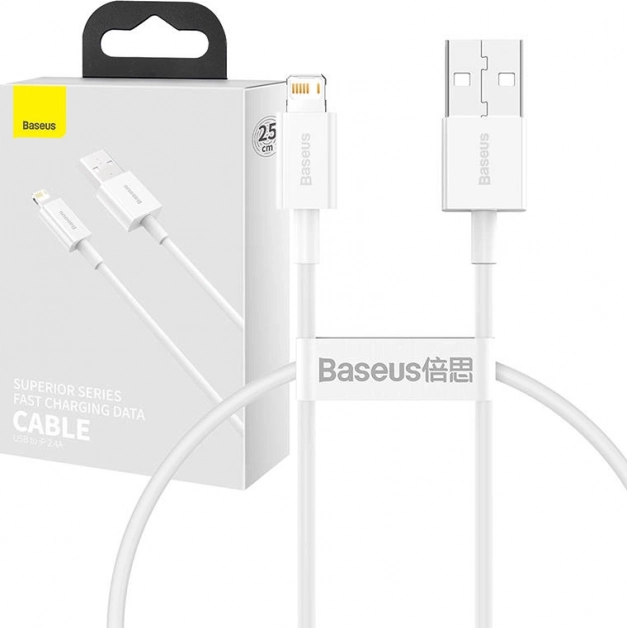 Baseus Superior kabel USB–Lightning 0,25 m, 2,4 A (biały)