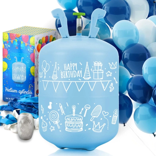 Butla z helem 0,20 m³ z balonami i wstążką Ricokids