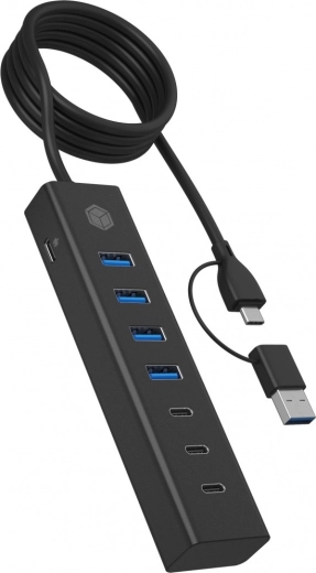 ICY BOX 7‑portowy hub USB 3.2 Gen 1, 3× USB‑C i 4× USB‑A