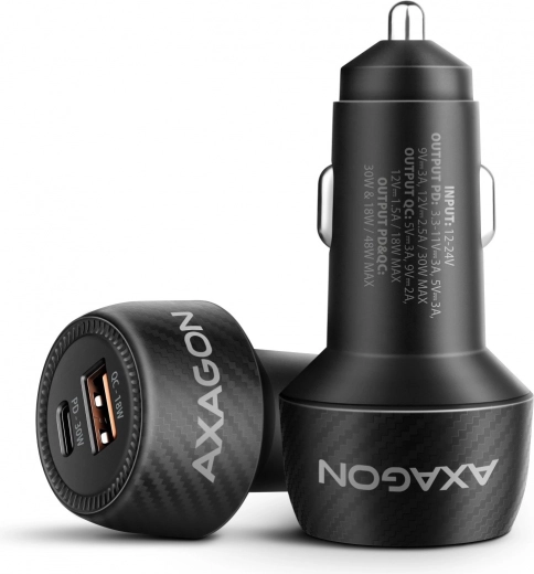 Ładowarka samochodowa AXAGON 48W z USB‑C Power Delivery 3.0 i USB‑A Quick Charge 4+