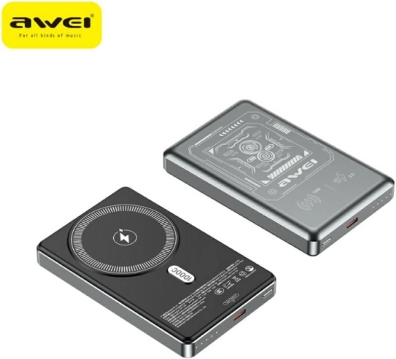 Awei MagSafe bezprzewodowy powerbank 10 000 mAh szary