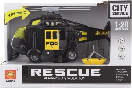 Czarny helikopter na baterie ze światłami i dźwiękami