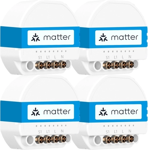 Inteligentny przełącznik Wi‑Fi do puszki Meross z Matter (zestaw 4 szt.)
