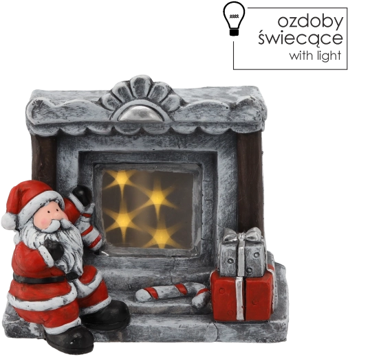 Świąteczna figurka LED – Mikołaj przy kominku 31 × 24,5 × 28,5 cm