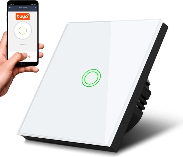 Pojedynczy dotykowy przełącznik światła Wi‑Fi SMART MACLEAN MCE715W biały