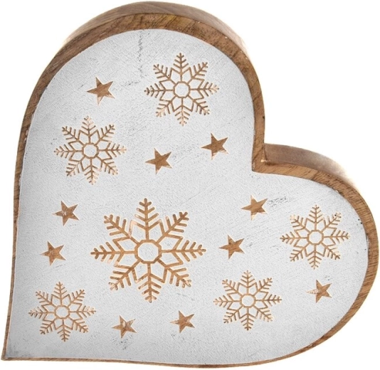 Bożonarodzeniowe serce do zawieszenia z drewna mango White 25 cm