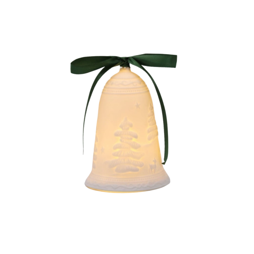 Ceramiczny dzwoneczek bożonarodzeniowy z oświetleniem LED