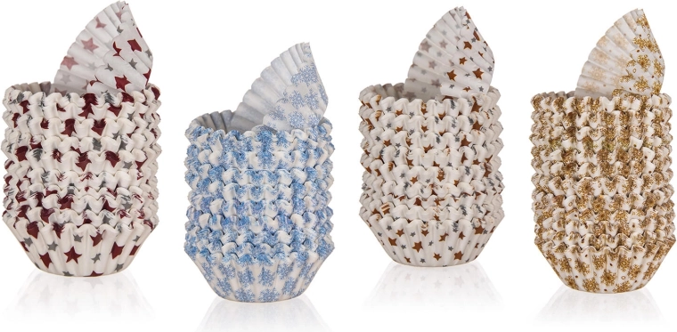 Papierowe papilotki cukiernicze XMASS, mix kolorów, 3 × 2,1 cm, 200 szt.