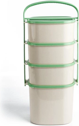 Plastowy menażer TORO 3× 1,2 l + 1× 2 l, mix kolorów pokrywek