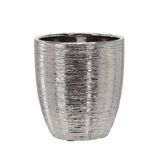 Ceramiczna osłonka na doniczkę 25 × 25 × 25 cm srebrna