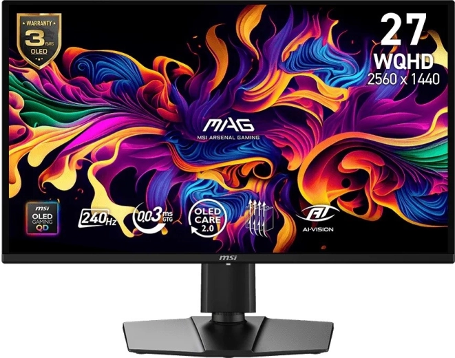 Monitor gamingowy MSI MAG 27 QD‑OLED WQHD 240 Hz