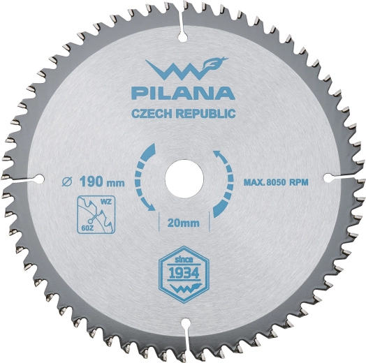 Tarcza pilarska PILANA 190 mm, 60 zębów, SK do drewna