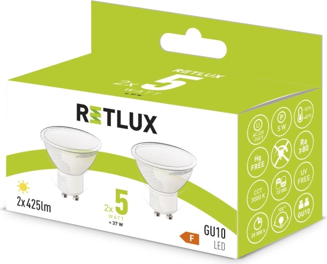 Żarówka LED Retlux GU10 5 W, ciepła biała - 2 szt.