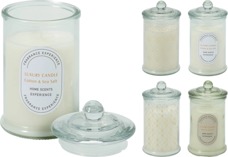 Świeca zapachowa w szkle z pokrywką, średnica 7 cm, mix zapachów i dekorów