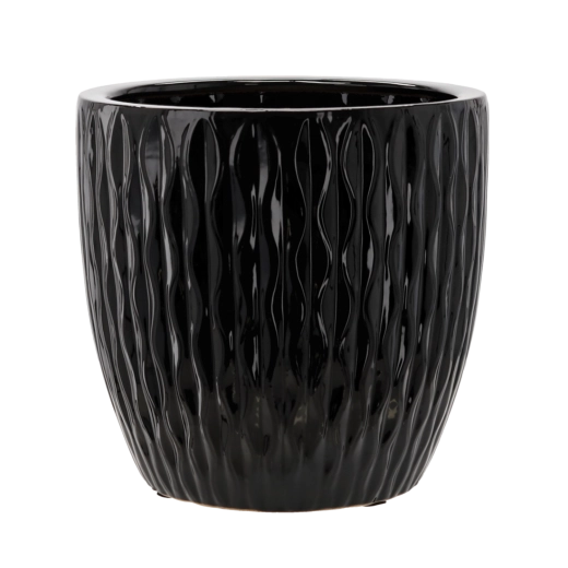 Ceramiczna osłona na donicę 39 × 39 × 39 cm czarny połysk