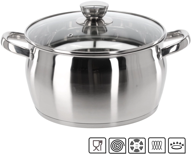 Garnek ze stali nierdzewnej z pokrywką Belly 5 l 24 cm