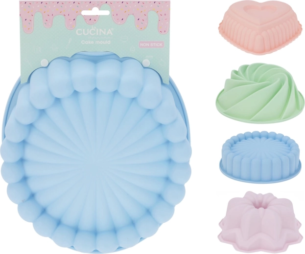 Silikonowe formy do pieczenia – babka, serce, kwiat i spirala