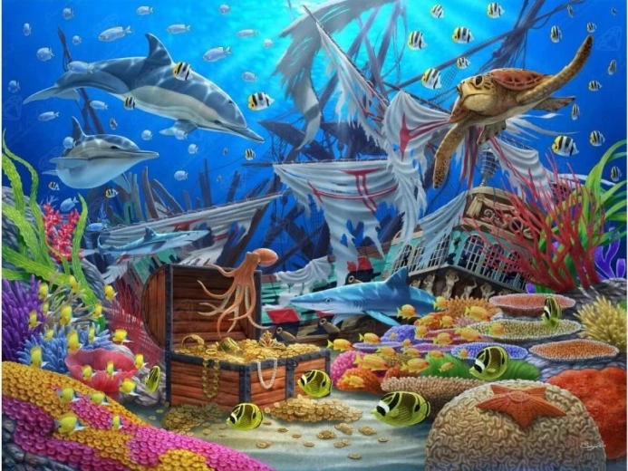 Mozaika diamentowa (diamond painting) Podwodny skarb 40 × 30 cm