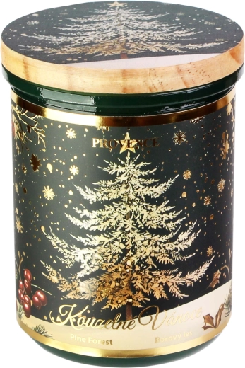 Świąteczna świeca w szkle z szklaną pokrywką, zielona 240 g