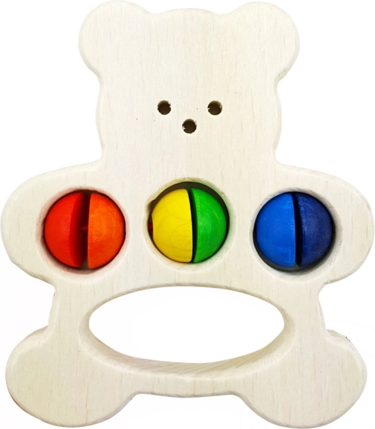 Grzechotka Niedźwiedź Drewniana Zabawka