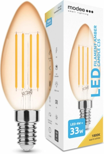 Żarówka LED filamentowa Modee Amber Candle C35 E14 4 W ściemnialna