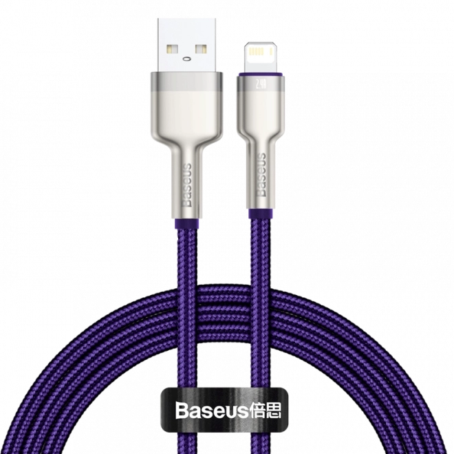 Baseus Cafule pleciony kabel USB–Lightning 1 m, 2,4 A, fioletowy