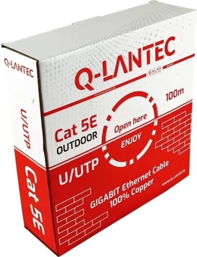 Zewnętrzny kabel sieciowy Q-LANTEC U/UTP kategorii 5e PE 100 m