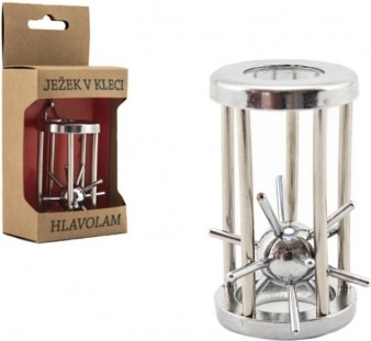 Metalowa łamigłówka Jeżyk w klatce, chromowana