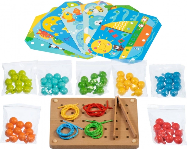 Drewniana mozaika z pęsetą i wyszywaniem LUCY & LEO