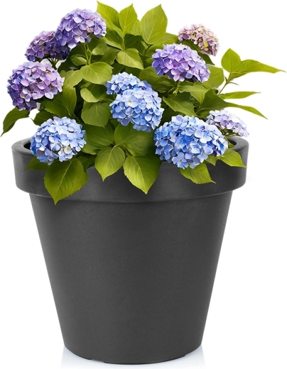 Czarna plastikowa donica ogrodowa okrągła 48 cm