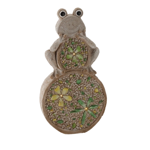 Ogrodowa żaba na kamieniu z oświetleniem LED 25 × 9 × 49 cm