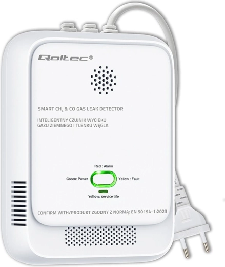 Detektor wycieku gazu i tlenku węgla z alarmem 85 dB i diodą LED