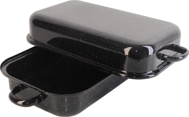 Emaliowana brytfanna z pokrywą BERYL 30 × 20 cm, 2,8 l – czarny granit