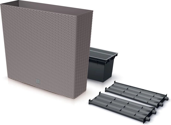 Wysoka donica Rato Case z wkładem i nawadnianiem, mocha, 77 cm