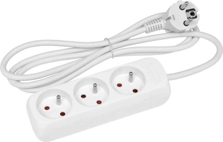 Przedłużacz 1,5 m z 3 gniazdami, biały