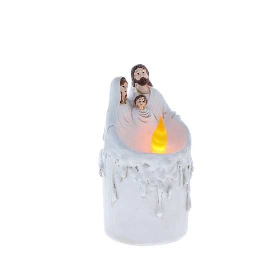 Świeca LED ze Świętą Rodziną 18 cm