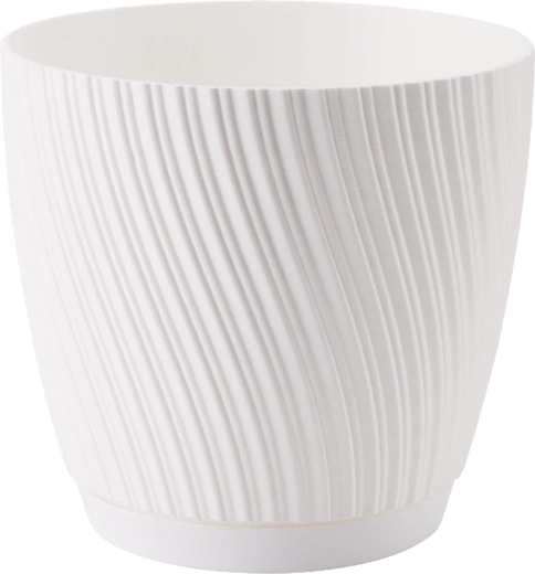 Doniczka Mika Eco Recycled z podstawką 27 cm biała
