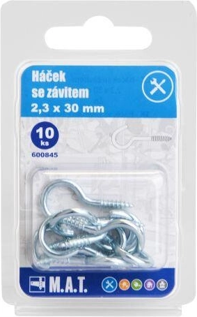 Hak z gwintem 30 × 2,3 mm, ocynkowany (10 szt.)