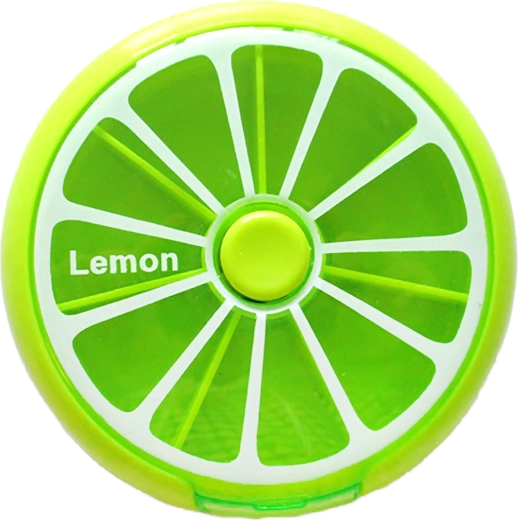 Okrągły dozownik na leki z motywem cytryny 9 × 2,5 cm
