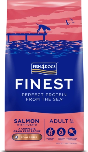 Fish4Dogs Finest łosoś z ziemniakami – karma sucha dla dorosłych psów, małe granulki 12 kg