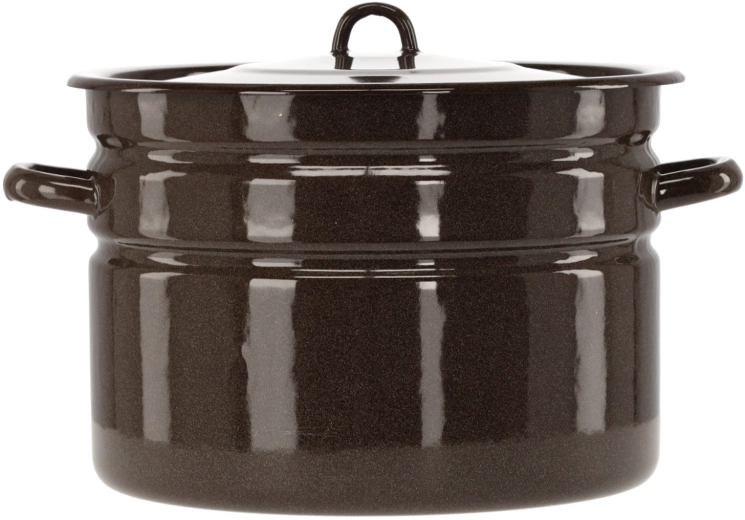 Emaliowany garnek 16 l, średnica 32 cm, brązowy z pokrywką