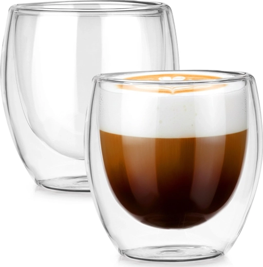 Termiczne szklanki z podwójną ścianką do kawy i herbaty 250 ml, 2 szt.