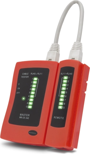 Tester kabli sieciowych i telefonicznych RJ11, RJ12 oraz RJ45